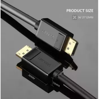 Cabo DisplayPort UGREEN DP102 1 m, DisplayPort 1.2, 21,6 Gbit/s, 3840×2160@60Hz, preto