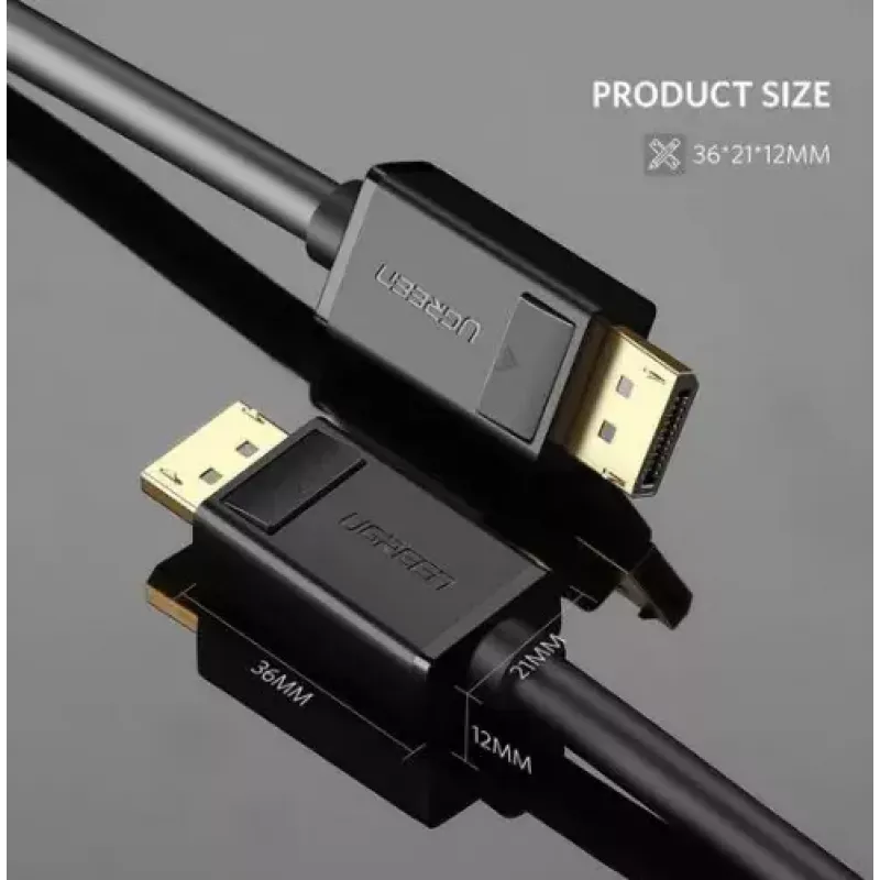 Cabo DisplayPort UGREEN DP102 1 m, DisplayPort 1.2, 21,6 Gbit/s, 3840×2160@60Hz, preto