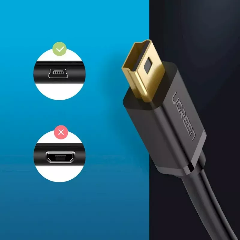 Cabo USB UGREEN 10385 Mini-USB 480 Mbit/s 1,5 m preto, carregamento rápido