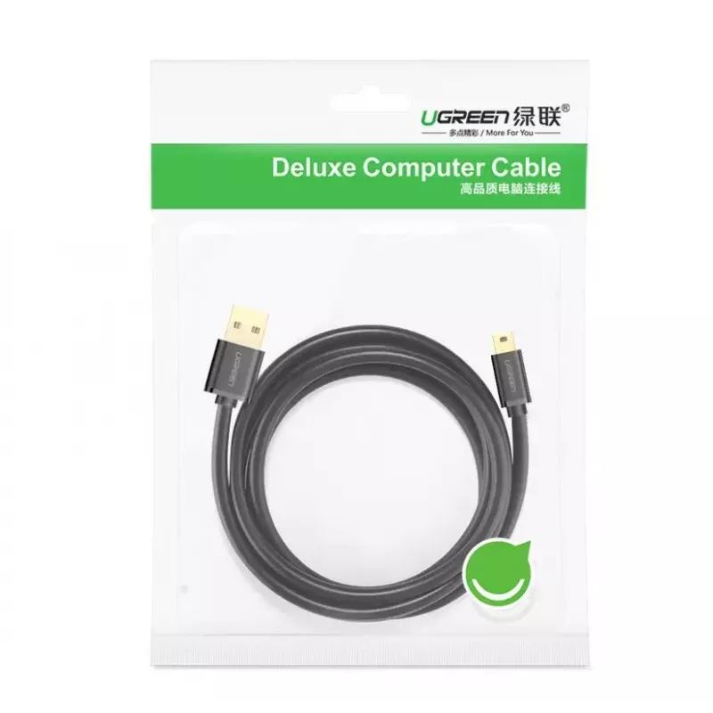 Cabo USB UGREEN 10385 Mini-USB 480 Mbit/s 1,5 m preto, carregamento rápido