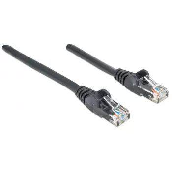 Cabo de patch de rede Intellinet, Cat6, 3 m, preto, CCA, U/UTP, PVC, RJ45, contactos banhados a ouro, snagless, com proteção anti-dobra, garantia vitalícia