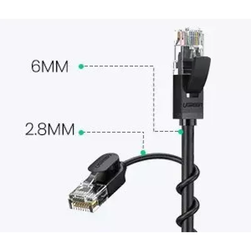 UGREEN NW122 cabo de rede Cat6A UTP, RJ45, 3 m, preto, até 10 Gb/s