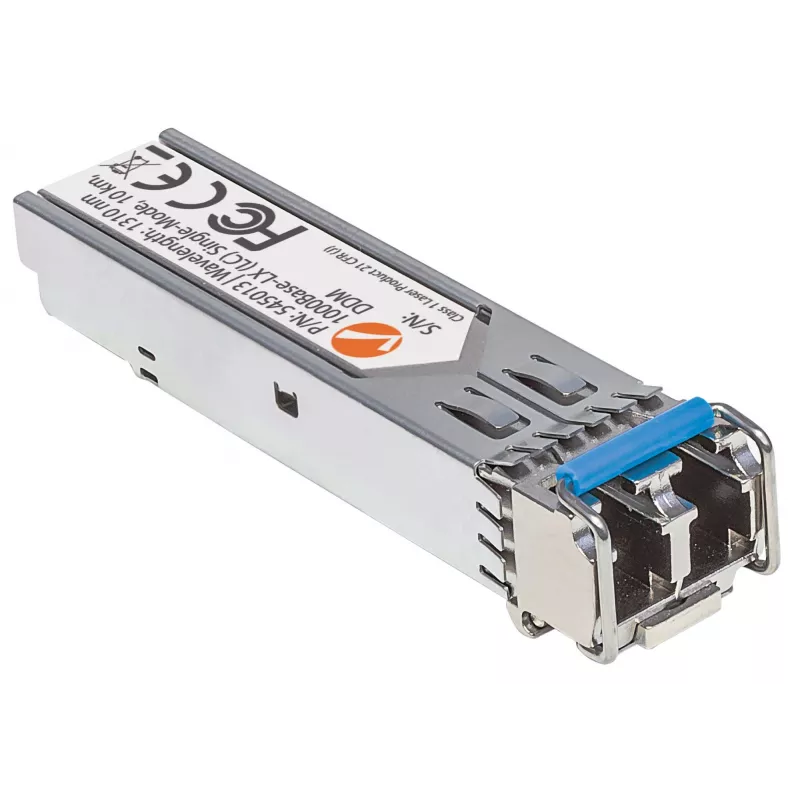Módulo transceptor ótico Intellinet, SFP fibra Gigabit, porta 1000Base-Lx (LC) monomodo, 10 km, comprimento de onda 1310 nm, compatível com MSA, equivalente a Cisco GLC-LH-SM, Ethernet, fibra ótica, três anos de garantia