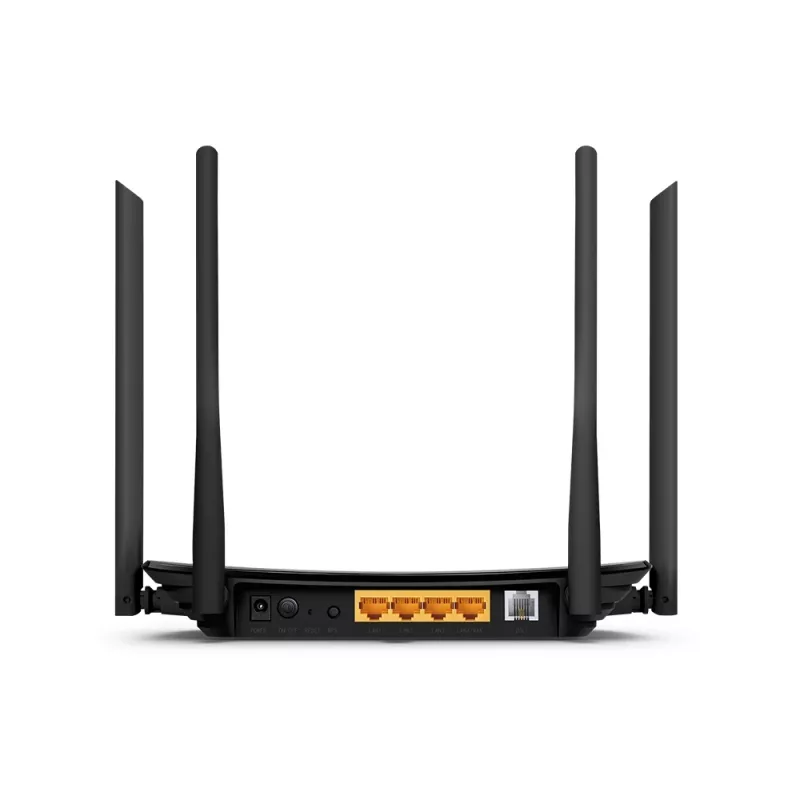 Router modem VDSL/ADSL wireless TP-Link AC1200, Wi-Fi 5 (802.11ac), Dualband (2,4 GHz / 5 GHz), Ethernet LAN, VDSL2, preto, router de secretária
