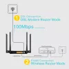 Router modem VDSL/ADSL wireless TP-Link AC1200, Wi-Fi 5 (802.11ac), Dualband (2,4 GHz / 5 GHz), Ethernet LAN, VDSL2, preto, router de secretária