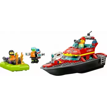 Conjunto LEGO Barco de Resgate dos Bombeiros 60373 — série City, 144 peças, 3 minifiguras, idade 5+, dimensões 80×230×70 mm