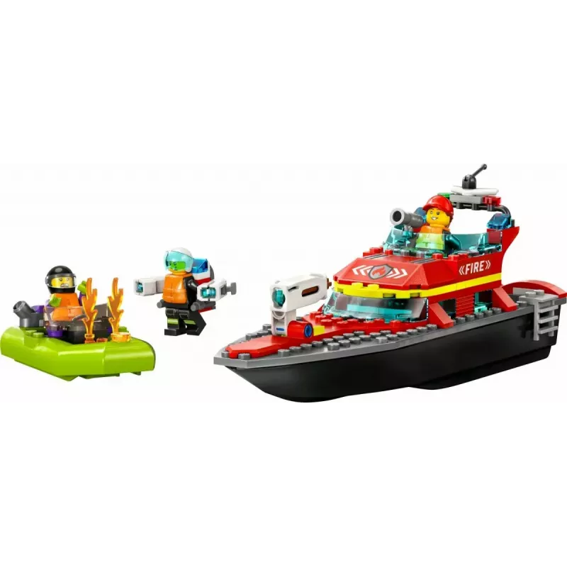 Conjunto LEGO Barco de Resgate dos Bombeiros 60373 — série City, 144 peças, 3 minifiguras, idade 5+, dimensões 80×230×70 mm
