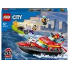 Conjunto LEGO Barco de Resgate dos Bombeiros 60373 — série City, 144 peças, 3 minifiguras, idade 5+, dimensões 80×230×70 mm