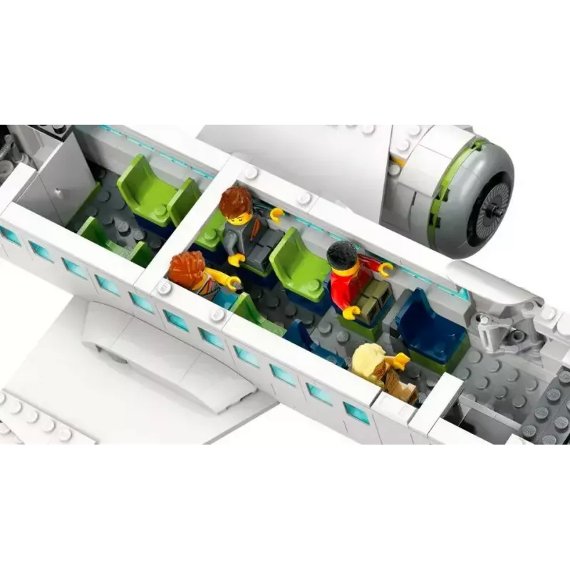 Conjunto de construção LEGO Avião de Passageiros 60367 — série City, 913 peças, 2 minifiguras, interior detalhado