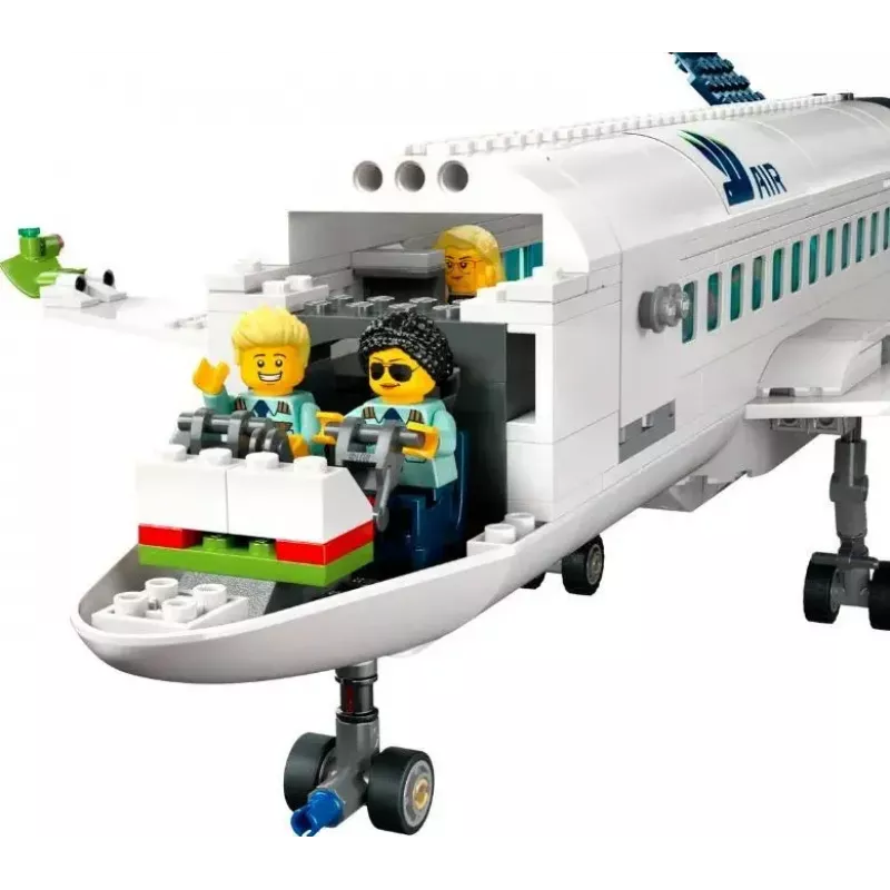 Conjunto de construção LEGO Avião de Passageiros 60367 — série City, 913 peças, 2 minifiguras, interior detalhado