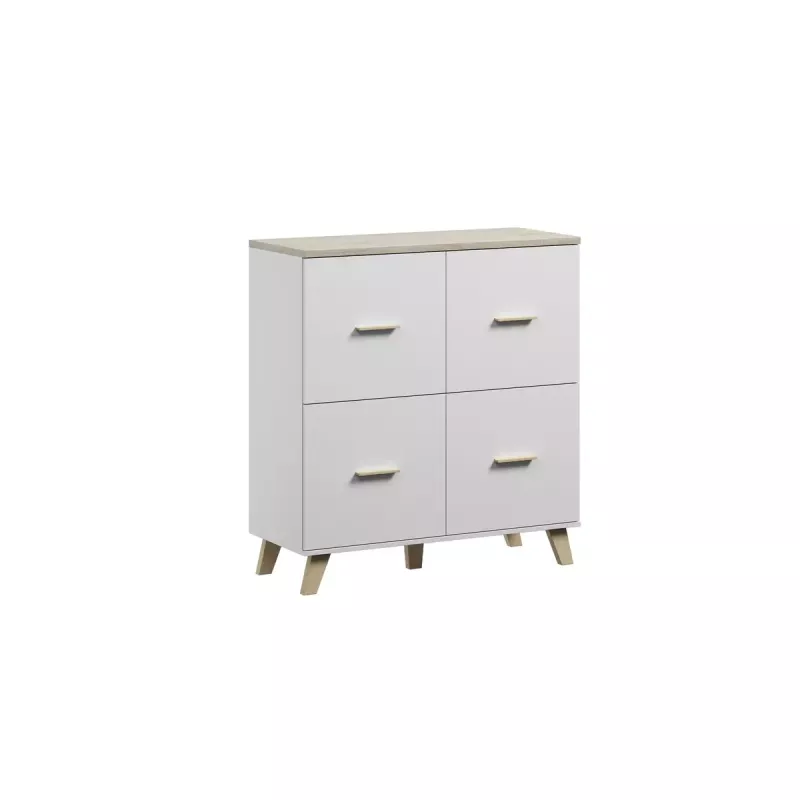 Cama Meble LOTTA 110 4D aparador, branco + carvalho Sonoma