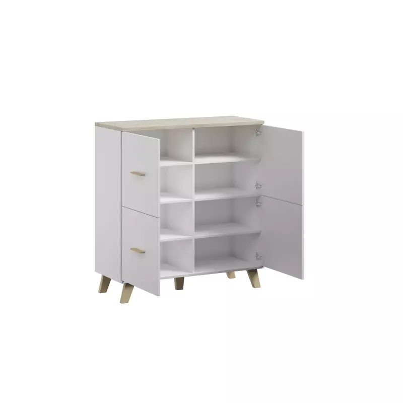 Cama Meble LOTTA 110 4D aparador, branco + carvalho Sonoma