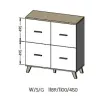 Cama Meble LOTTA 110 4D aparador, branco + carvalho Sonoma
