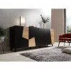 Cómoda cama meble ETNA 200x42x82 cm, preto mate com carvalho rústico, aglomerado