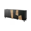 Cómoda cama meble ETNA 200x42x82 cm, preto mate com carvalho rústico, aglomerado