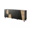 Cómoda cama meble ETNA 200x42x82 cm, preto mate com carvalho rústico, aglomerado