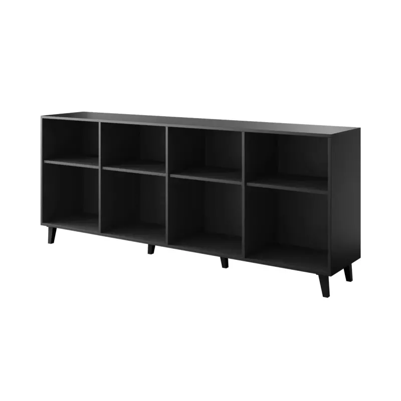 Cómoda cama meble ETNA 200x42x82 cm, preto mate com carvalho rústico, aglomerado