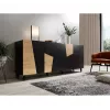 Cómoda cama meble ETNA 200x42x82 cm, preto mate com carvalho rústico, aglomerado