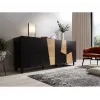 Cómoda cama meble ETNA 200x42x82 cm, preto mate com carvalho rústico, aglomerado