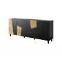Cómoda cama meble ETNA 200x42x82 cm, preto mate com carvalho rústico, aglomerado