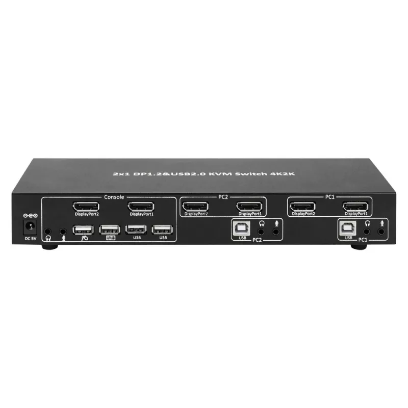 Comutador KVM Techly IDATA DP-KVM2 preto
