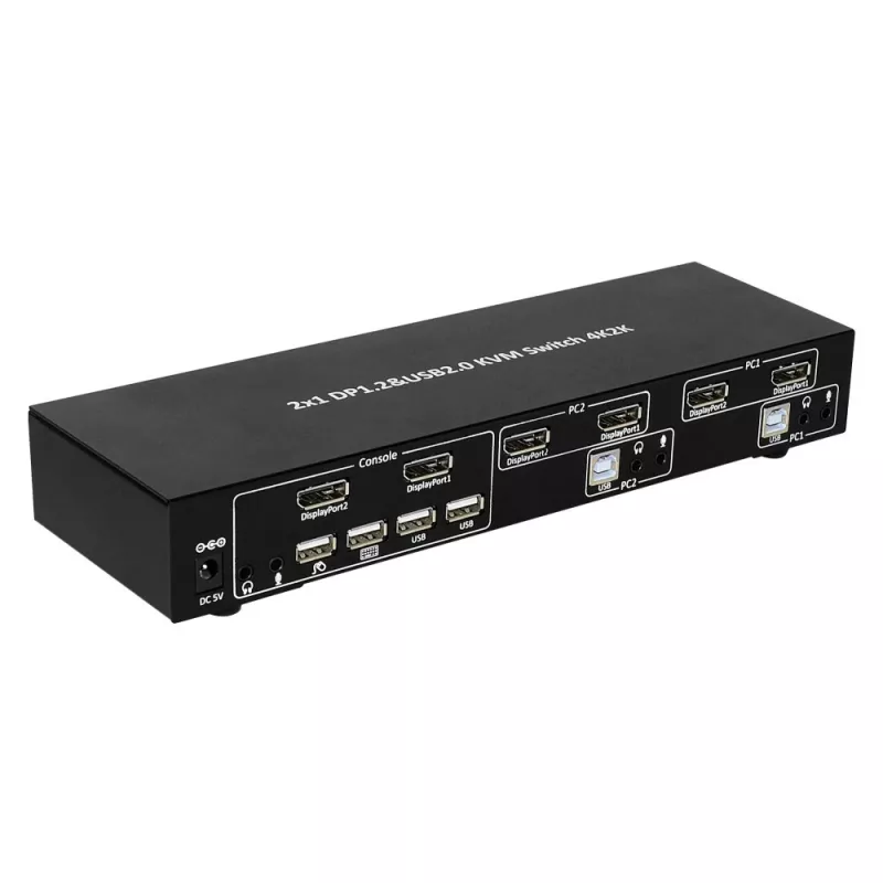 Comutador KVM Techly IDATA DP-KVM2 preto