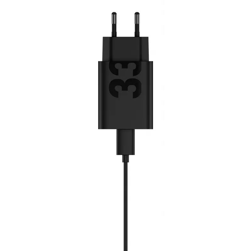 Adaptador de carregamento Motorola TurboPower 33W USB-C GaN preto, cabo de 1 m, ficha EU