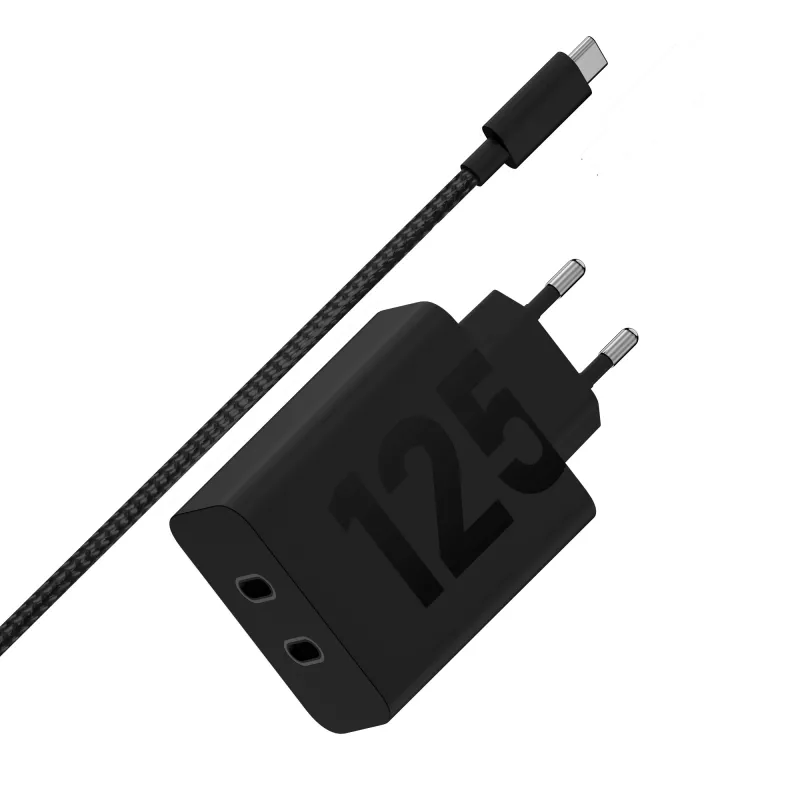 Carregador Motorola TurboPower 125W Duo Universal preto AC carregamento rápido para interiores