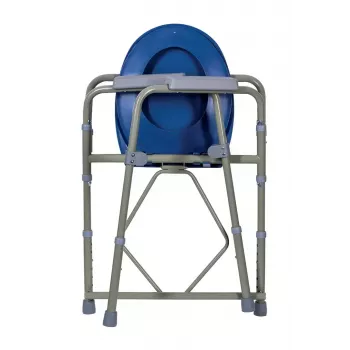Cadeira sanitária dobrável ActionMed KT100AM — estrutura em polietileno, altura ajustável, recipiente de 5 l, peso máximo do utilizador 120 kg