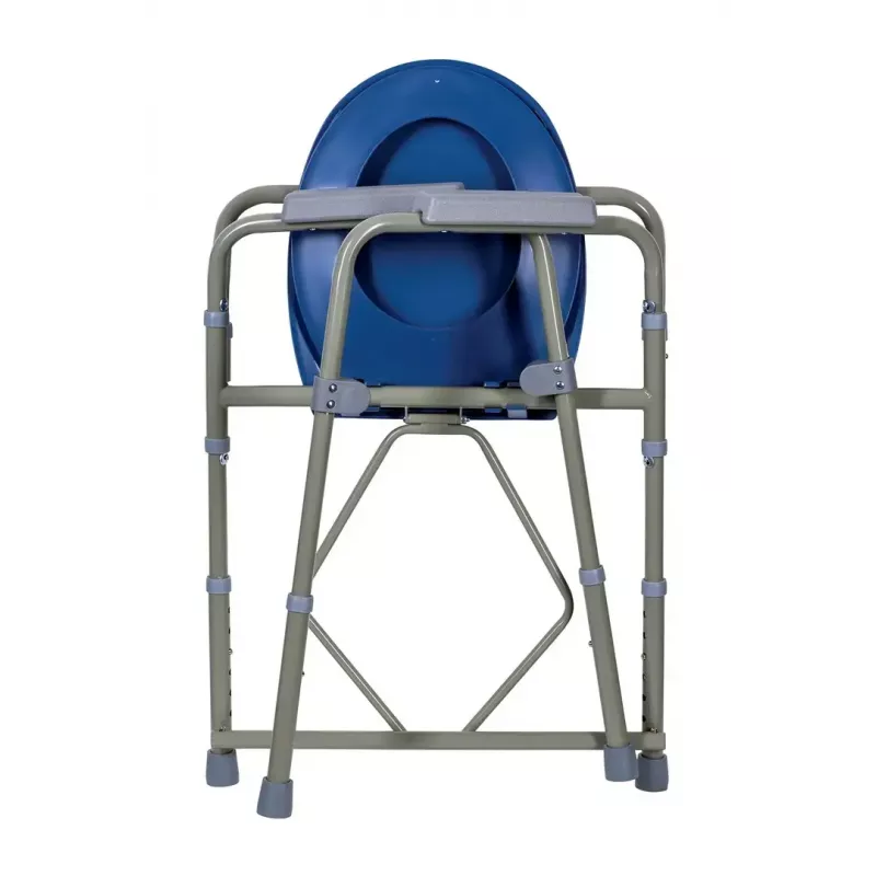 Cadeira sanitária dobrável ActionMed KT100AM — estrutura em polietileno, altura ajustável, recipiente de 5 l, peso máximo do utilizador 120 kg