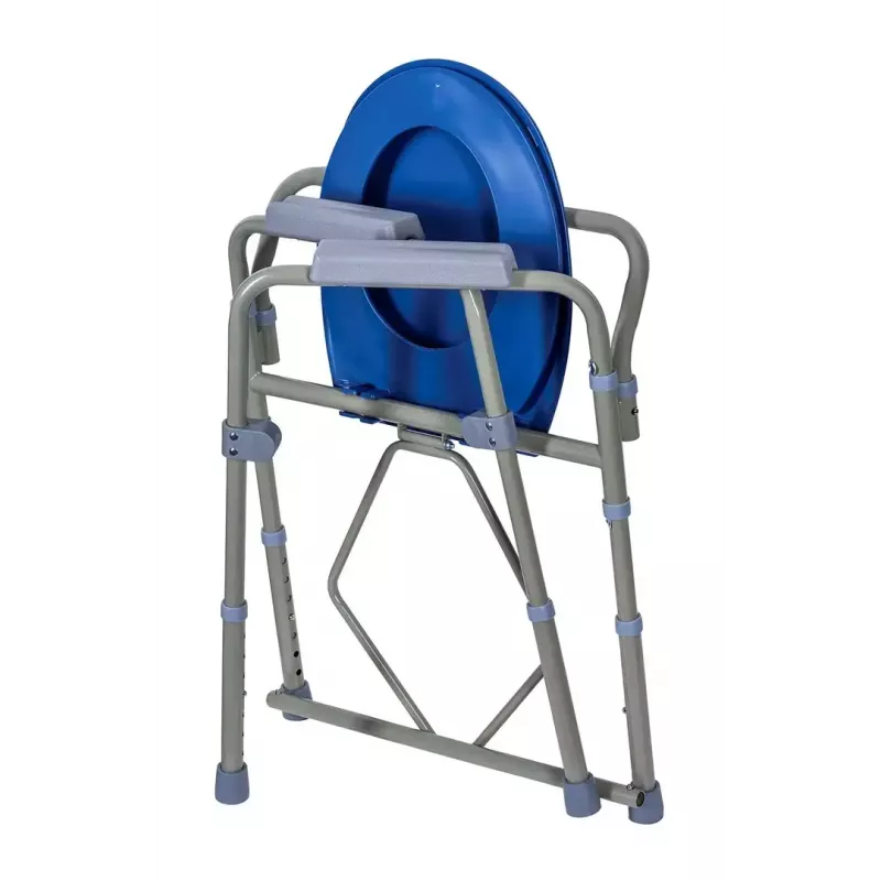 Cadeira sanitária dobrável ActionMed KT100AM — estrutura em polietileno, altura ajustável, recipiente de 5 l, peso máximo do utilizador 120 kg