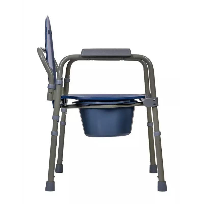 Cadeira sanitária dobrável ActionMed KT100AM — estrutura em polietileno, altura ajustável, recipiente de 5 l, peso máximo do utilizador 120 kg