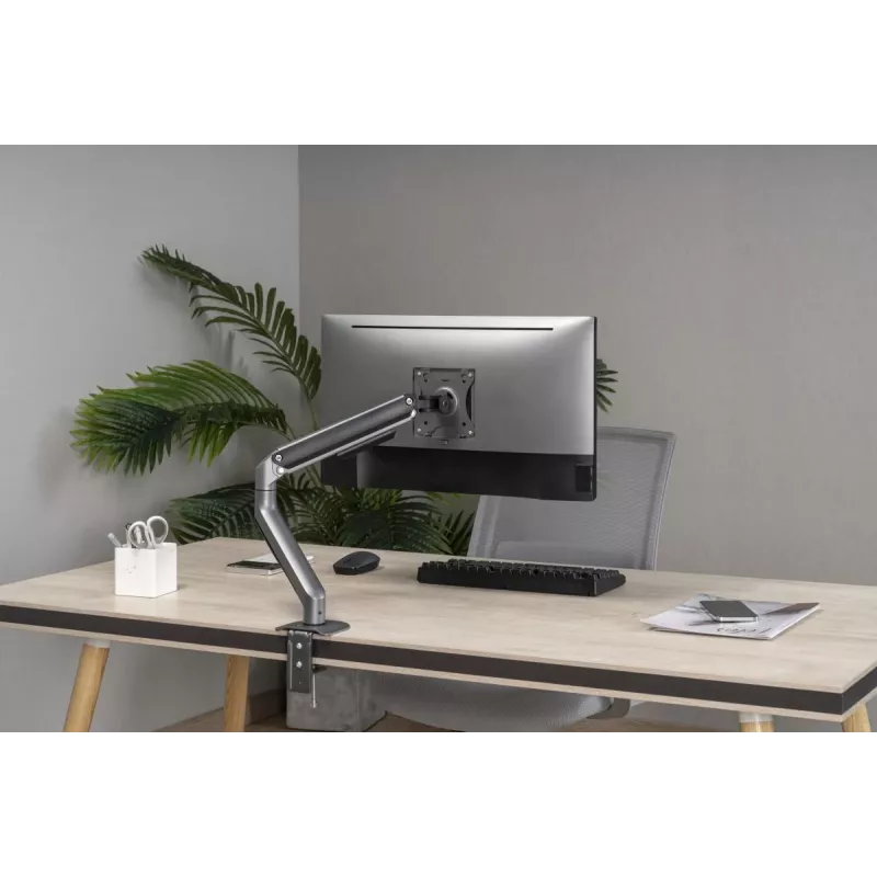 Suporte para monitor Gembird MA-DA1-05 fixação à mesa/passagem pela mesa para ecrãs de 17–32 inch, VESA 75x75–100x100, carga máx. 9 kg, cinzento