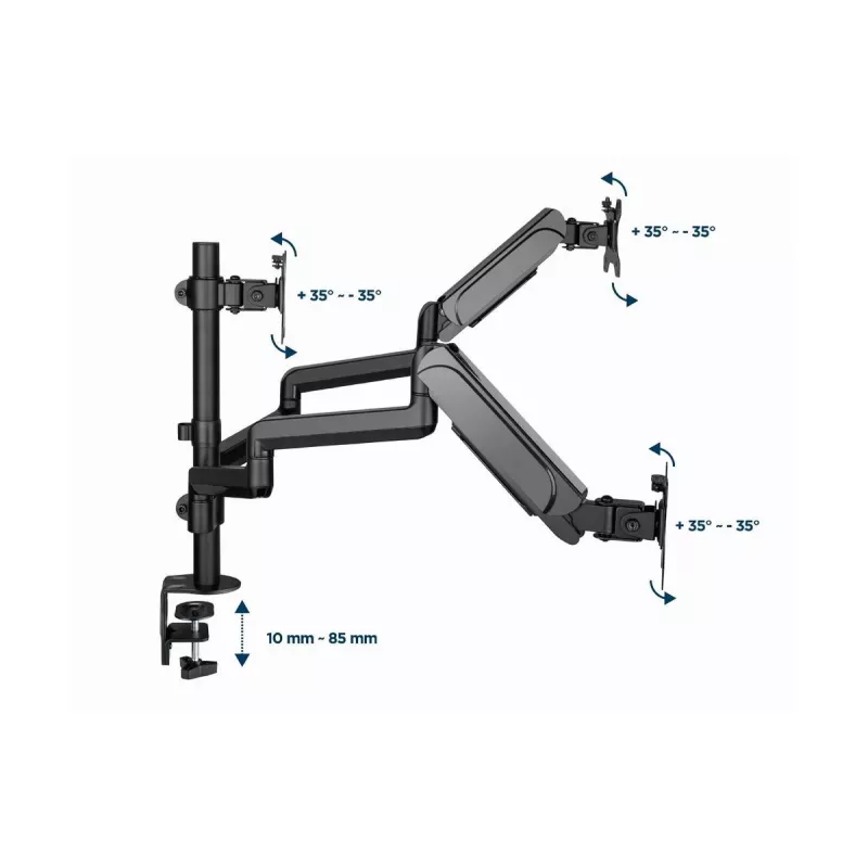 Suporte para monitor GEMBIRD MA-DA3-01 3 braços fixação à mesa/passagem pela mesa para até 3×27