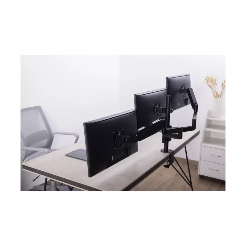 Suporte para monitor GEMBIRD MA-DA3-01 3 braços fixação à mesa/passagem pela mesa para até 3×27