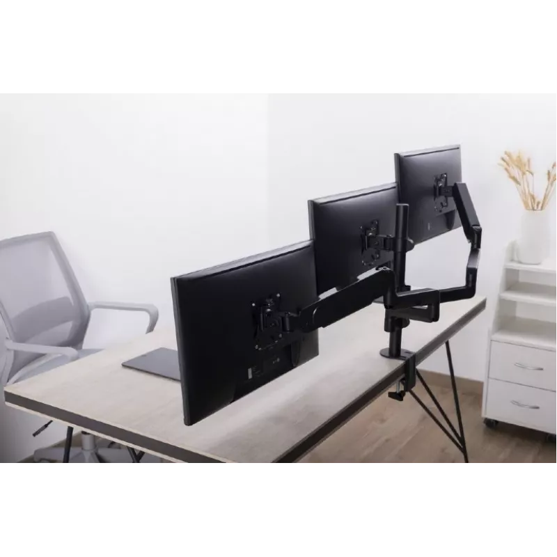 Suporte para monitor GEMBIRD MA-DA3-01 3 braços fixação à mesa/passagem pela mesa para até 3×27