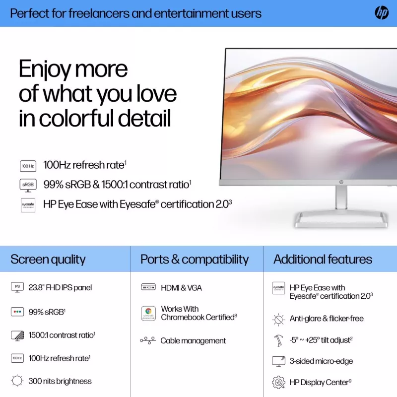 Monitor de secretária HP – Série 5 524sf – 24
