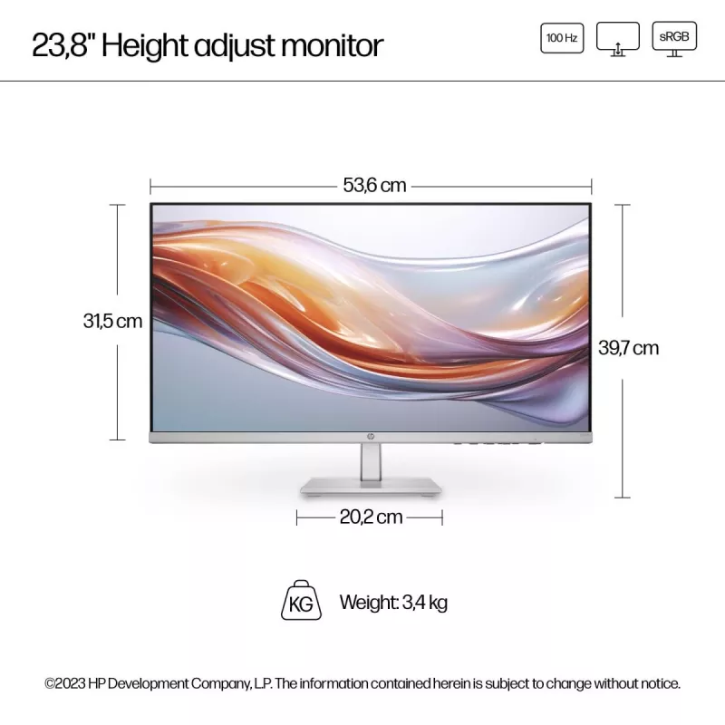 Monitor de secretária HP – Série 5 524sh – 24 inch – 1920x1080 (FHD) – IPS – Altura ajustável