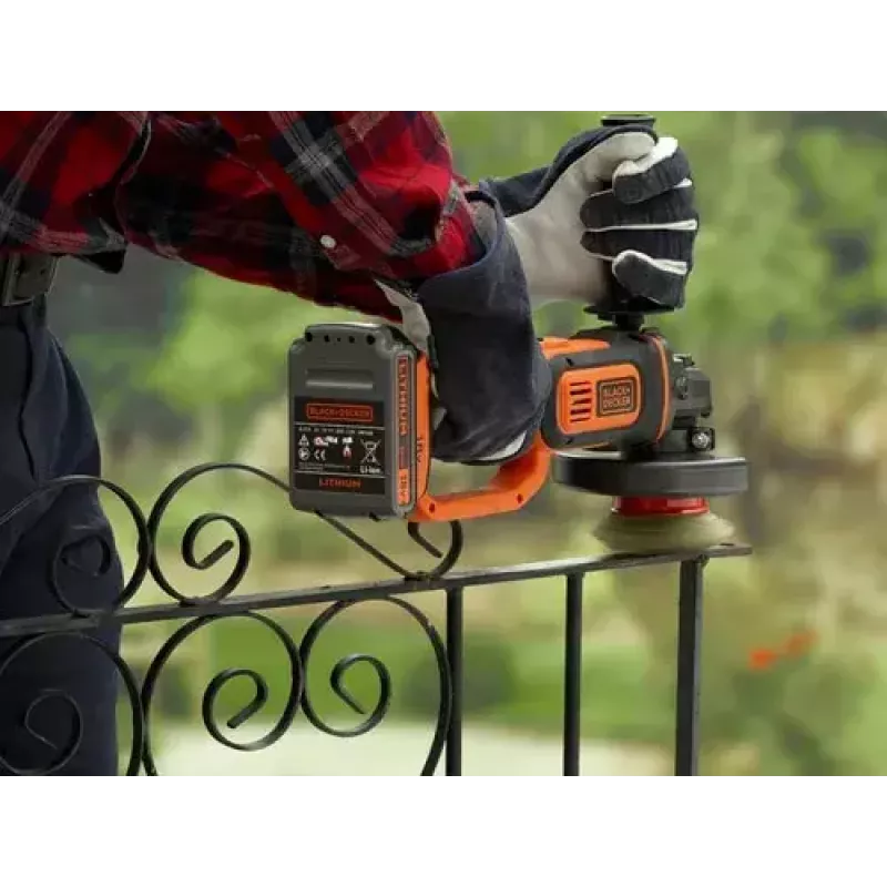Rebarbadora Black & Decker BCG720N — sem fios 18V Li-Ion, disco 12,5 cm, até 8600 rpm, 3 posições da pega