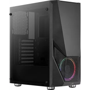 Caixa de PC AEROCOOL Zauron Torre Midi preto — Torre Midi, janela lateral, suporta ATX/microATX/Mini-ITX, GPU máx. 32,5 cm, altura do dissipador da CPU 166 mm, 2x baías de 3,5 polegadas, 4x baías de 2,5 polegadas