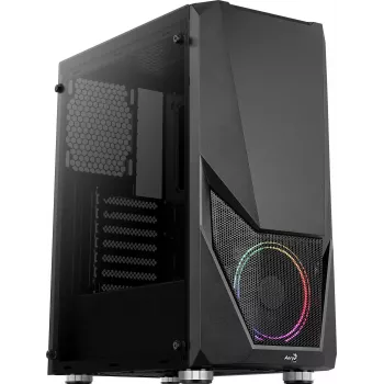 Caixa de PC AEROCOOL Zauron Torre Midi preto — Torre Midi, janela lateral, suporta ATX/microATX/Mini-ITX, GPU máx. 32,5 cm, altura do dissipador da CPU 166 mm, 2x baías de 3,5 polegadas, 4x baías de 2,5 polegadas