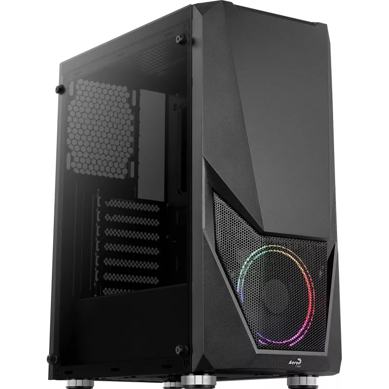 Aerocool PGS Zauron FRGB-G-BK-v1 caixa de PC gaming Midi Tower, ATX/micro-ATX/Mini-ITX, vidro temperado, FRGB, preta