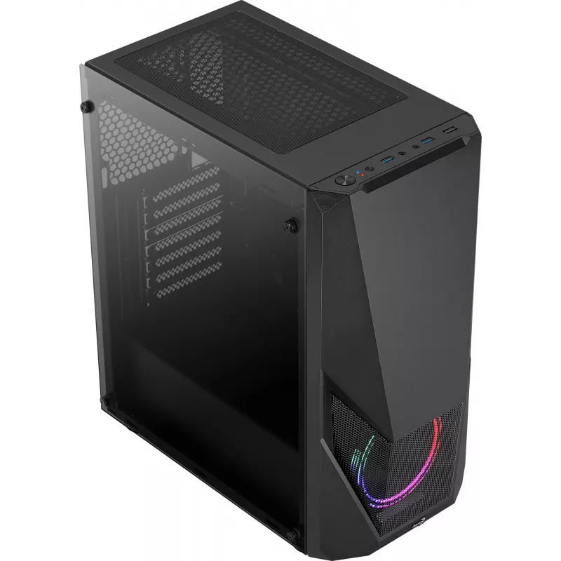 Aerocool PGS Zauron FRGB-G-BK-v1 caixa de PC gaming Midi Tower, ATX/micro-ATX/Mini-ITX, vidro temperado, FRGB, preta