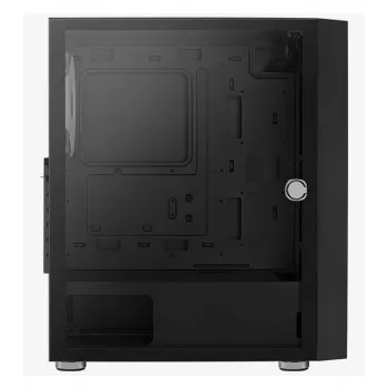 Caixa de PC Torre Midi AEROCOOL Graphite‑G‑BK‑v2 — preto, ATX/Micro‑ATX/Mini‑ITX, frente 2×140 mm + traseira 1×140 mm