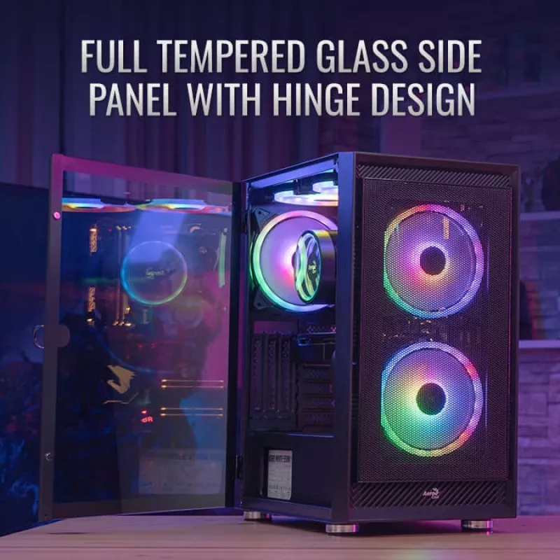 Aerocool PGS Graphite-G-BK-v2 FRGB caixa de PC Midi Tower, ATX, preta