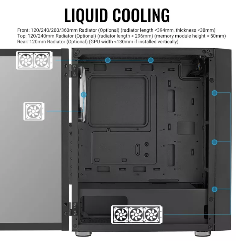 Aerocool PGS Graphite-G-BK-v2 FRGB caixa de PC Midi Tower, ATX, preta
