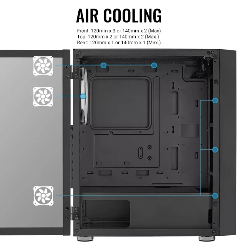 Aerocool PGS Graphite-G-BK-v2 FRGB caixa de PC Midi Tower, ATX, preta