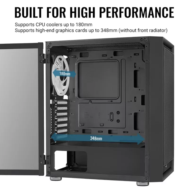 Aerocool PGS Graphite-G-BK-v2 FRGB caixa de PC Midi Tower, ATX, preta
