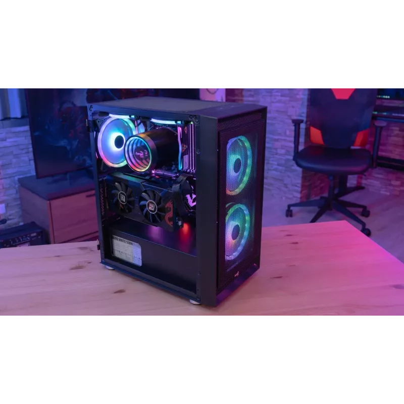 Aerocool PGS Graphite-G-BK-v2 FRGB caixa de PC Midi Tower, ATX, preta