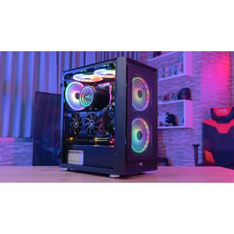Aerocool PGS Graphite-G-BK-v2 FRGB caixa de PC Midi Tower, ATX, preta
